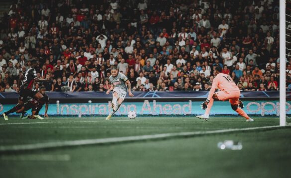 Noah Okafor erzielt sein erstes Tor in der jungen Champions League Saison 2022/23. Foto (c) Andreas Schaad - FC Red Bull Salzburg via Getty Images