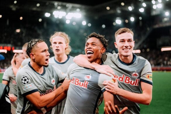 Adamu trifft gegen Chelsea. Foto (c) Andreas Schaad - FC Red Bull Salzburg via Getty Images